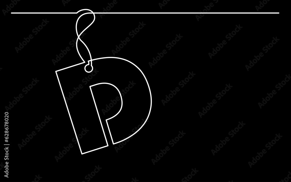 Poster continuous line drawing vector illustration with fully editable stroke of label price tag symbol con