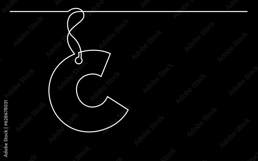 Poster continuous line drawing vector illustration with fully editable stroke of label price tag symbol con