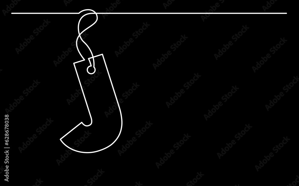 Poster continuous line drawing vector illustration with fully editable stroke of label price tag symbol con