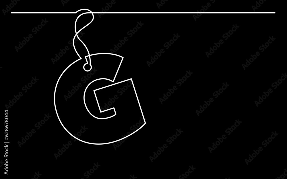 Poster continuous line drawing vector illustration with fully editable stroke of label price tag symbol con
