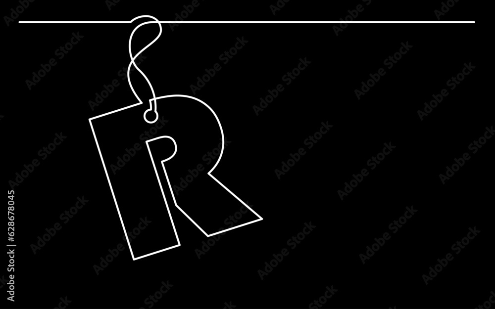 Poster continuous line drawing vector illustration with fully editable stroke of label price tag symbol con