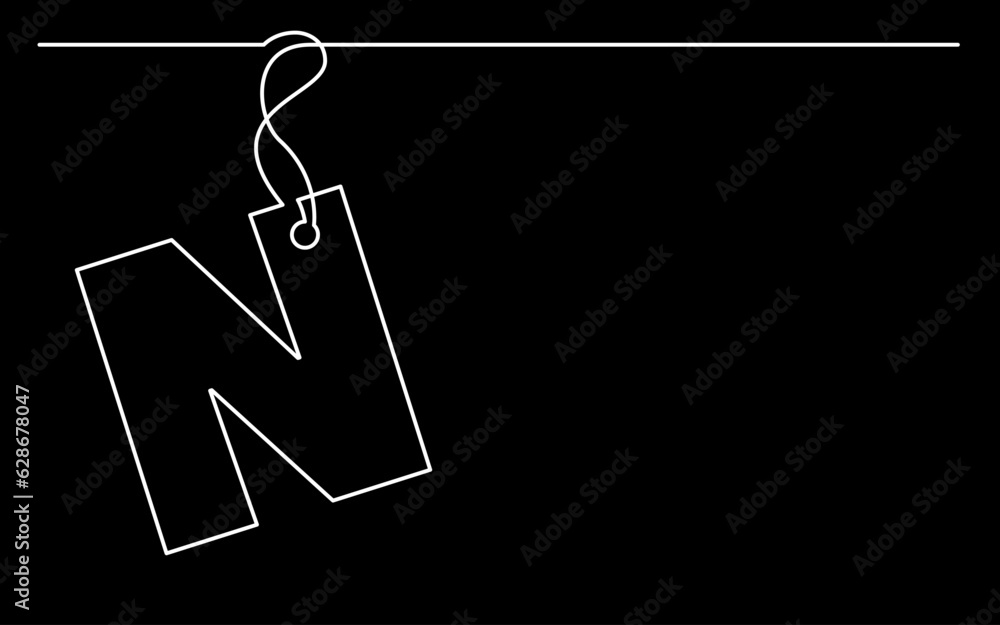 Poster continuous line drawing vector illustration with fully editable stroke of label price tag symbol con