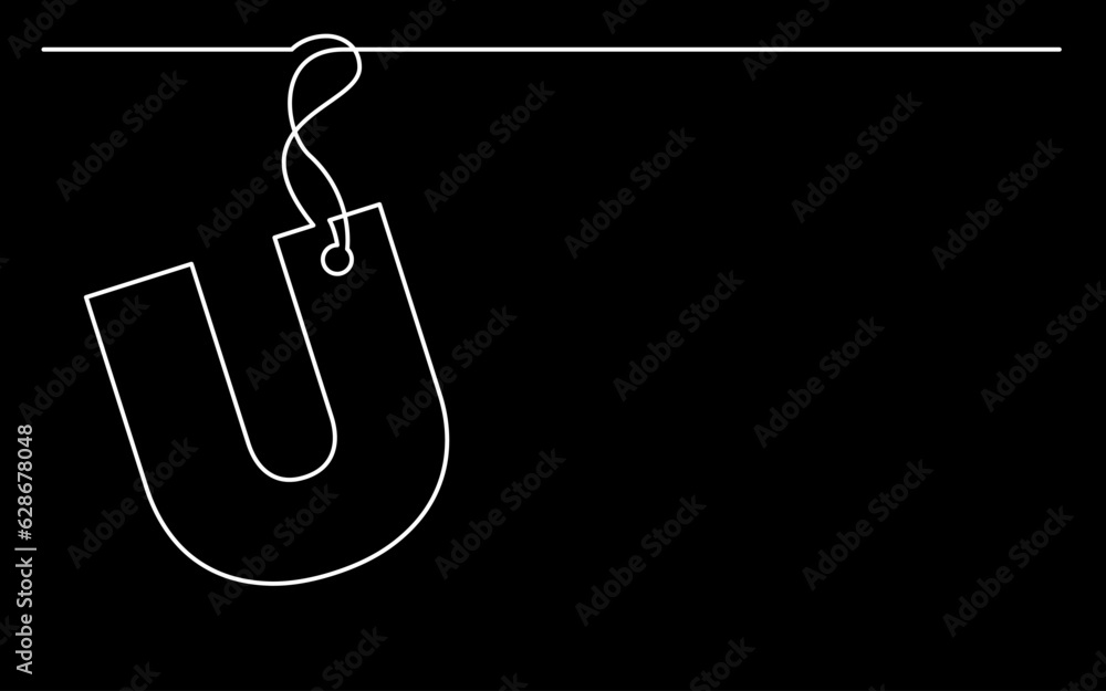 Poster continuous line drawing vector illustration with fully editable stroke of label price tag symbol con