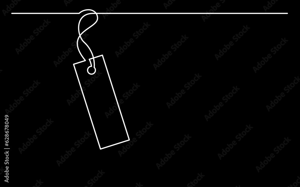 Poster continuous line drawing vector illustration with fully editable stroke of label price tag symbol con