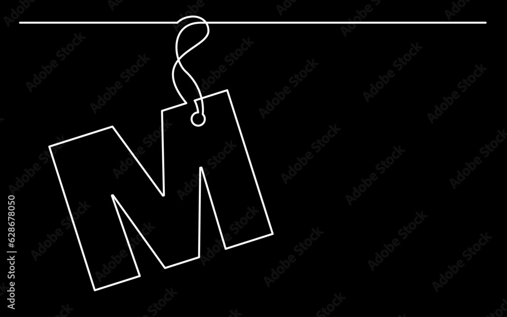 Poster continuous line drawing vector illustration with fully editable stroke of label price tag symbol con