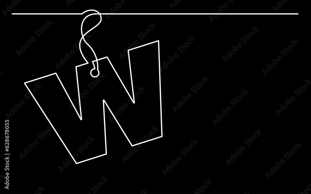 Poster continuous line drawing vector illustration with fully editable stroke of label price tag symbol con
