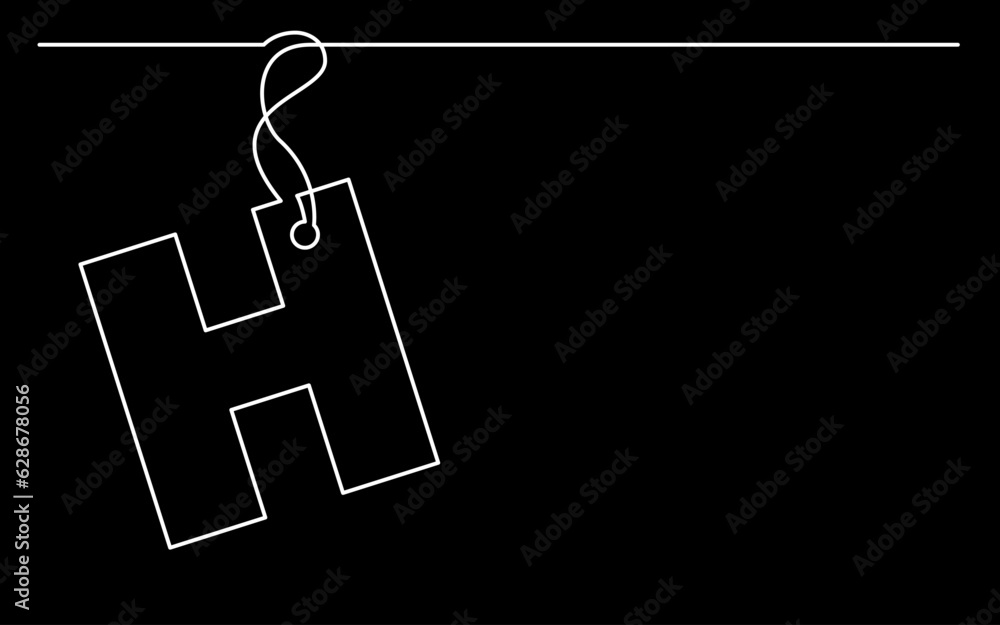 Poster continuous line drawing vector illustration with fully editable stroke of label price tag symbol con