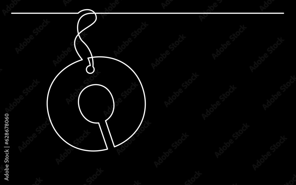 Poster continuous line drawing vector illustration with fully editable stroke of label price tag symbol con