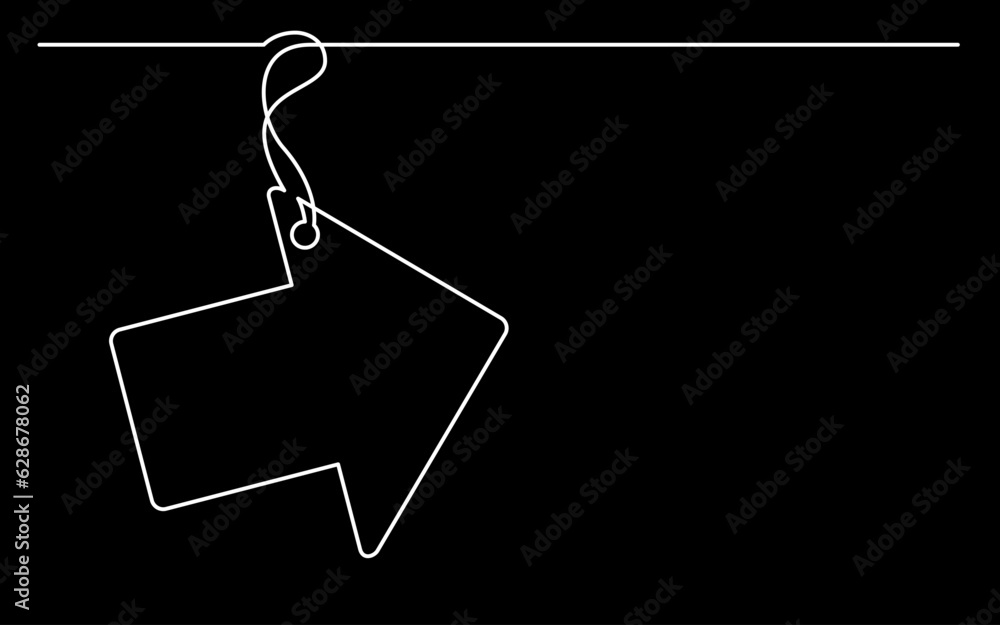 Poster continuous line drawing vector illustration with fully editable stroke of label price tag symbol con