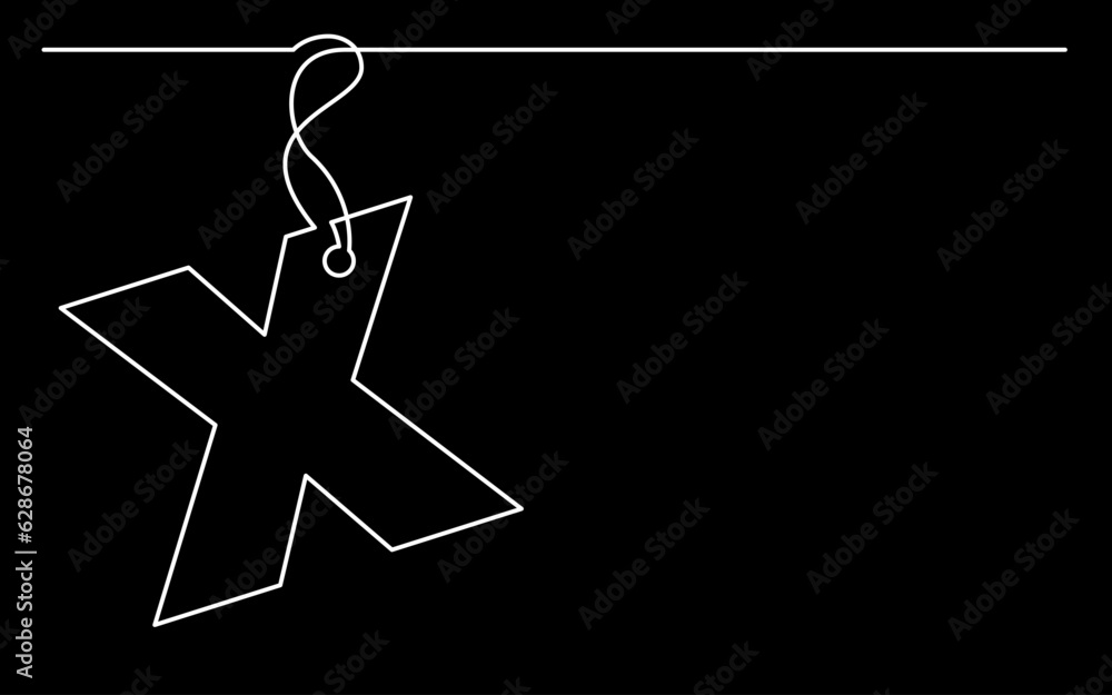 Poster continuous line drawing vector illustration with fully editable stroke of label price tag symbol con