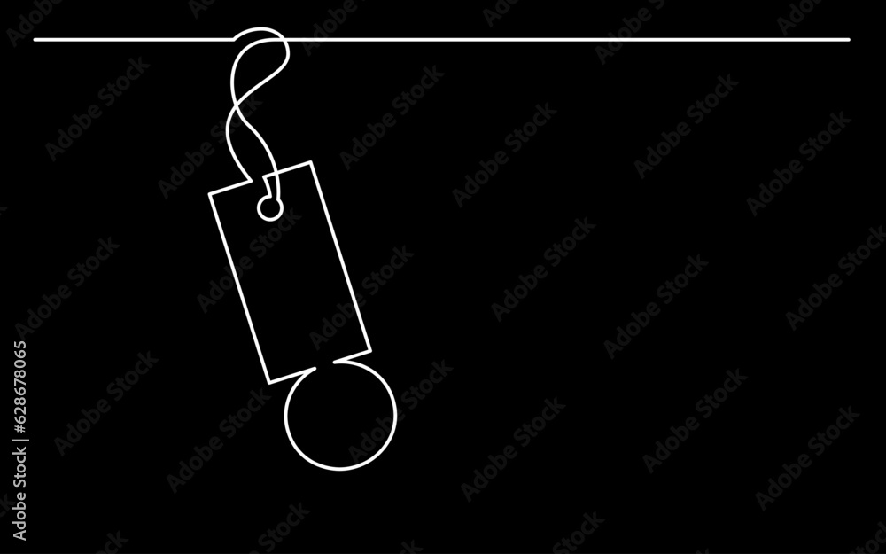 Poster continuous line drawing vector illustration with fully editable stroke of label price tag symbol con