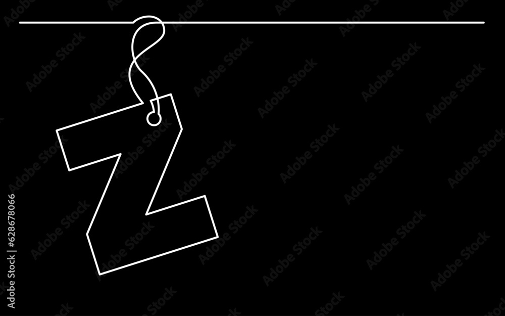 Poster continuous line drawing vector illustration with fully editable stroke of label price tag symbol con