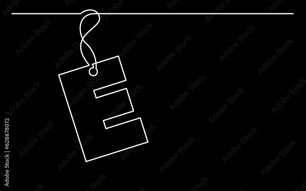 Poster continuous line drawing vector illustration with fully editable stroke of label price tag symbol con