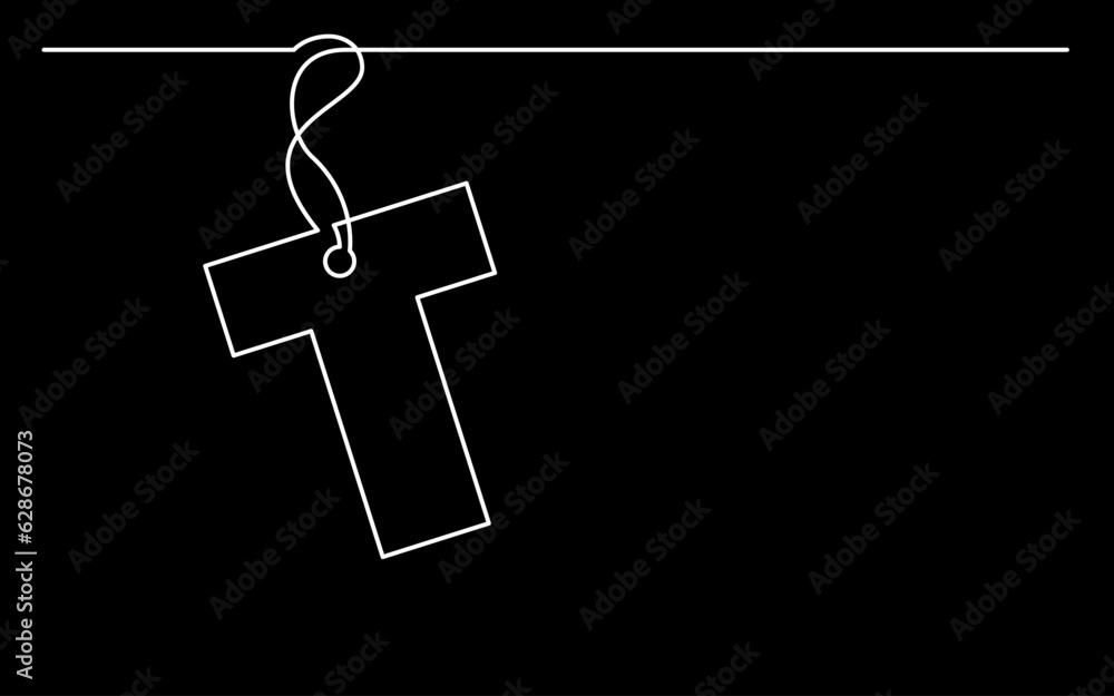 Poster continuous line drawing vector illustration with fully editable stroke of label price tag symbol con