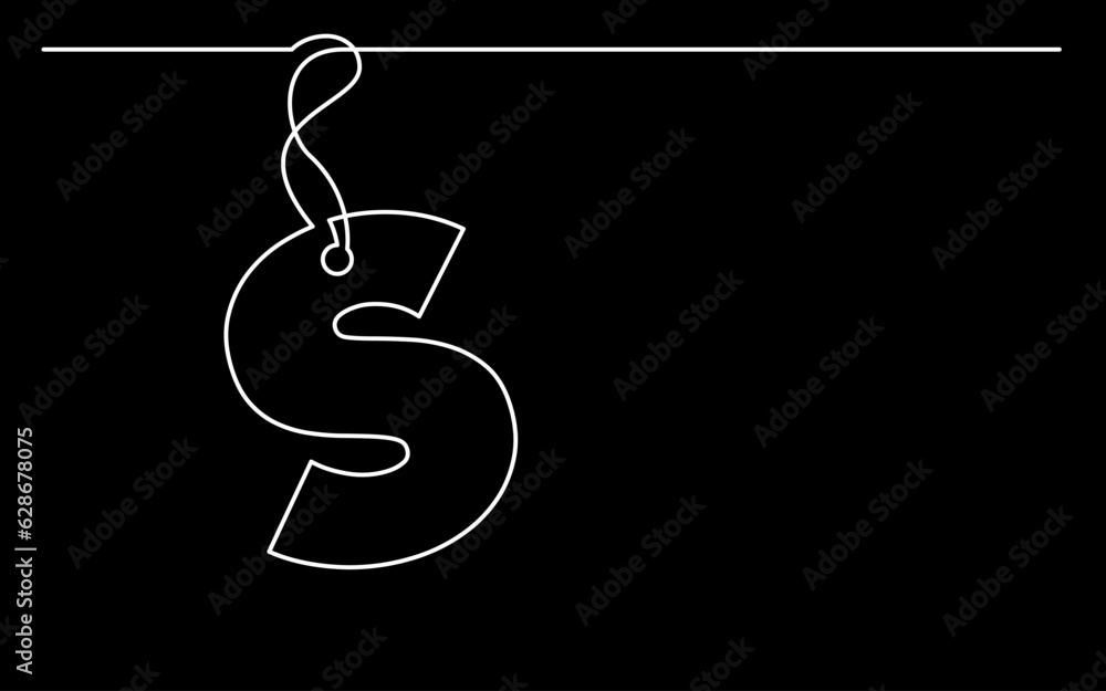Poster continuous line drawing vector illustration with fully editable stroke of label price tag symbol con