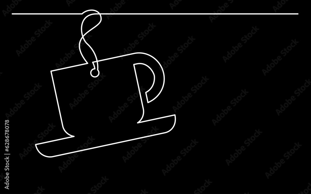 Poster continuous line drawing vector illustration with fully editable stroke of label price tag symbol con
