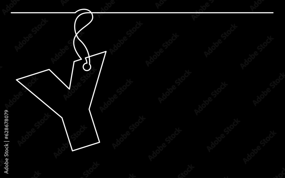 Poster continuous line drawing vector illustration with fully editable stroke of label price tag symbol con