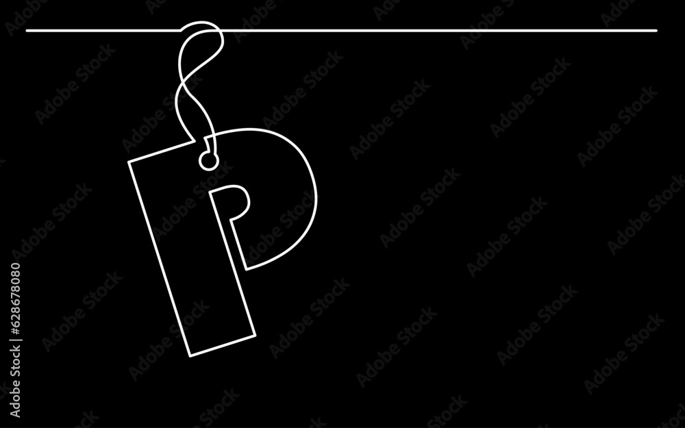 Poster continuous line drawing vector illustration with fully editable stroke of label price tag symbol con