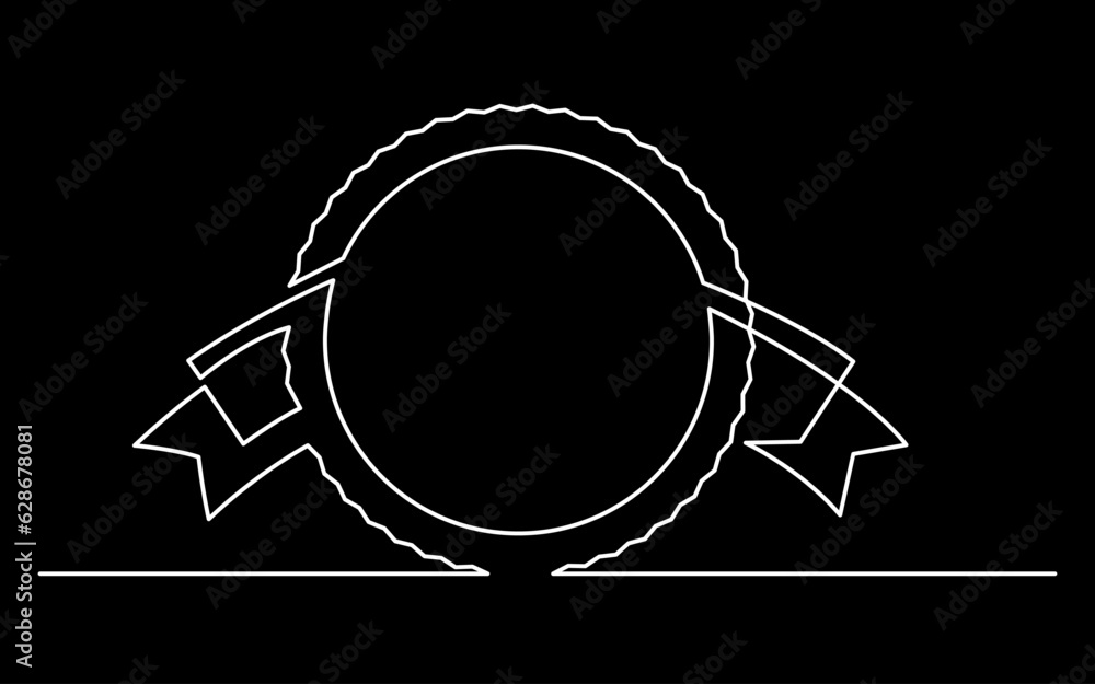 Poster continuous line drawing vector illustration with fully editable stroke of label price tag symbol con