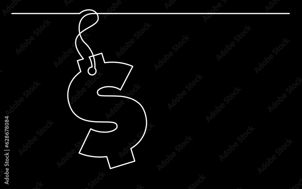 Poster continuous line drawing vector illustration with fully editable stroke of label price tag symbol con