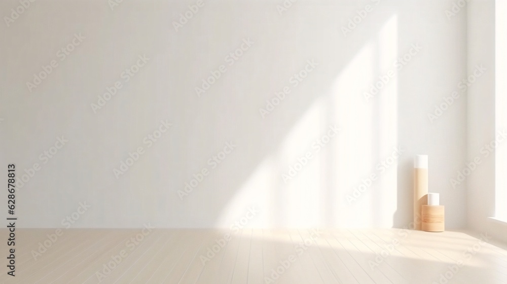 Poster Generative AI : Beautiful light minimalistic background for a presentation Glow of builtin warm lighting on a white wall
