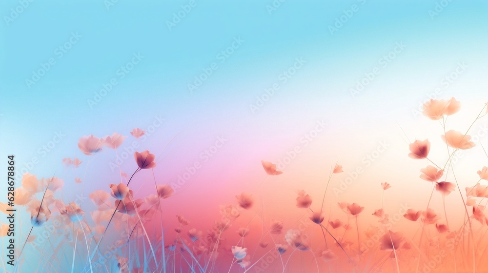 Poster generative ai : abstract soft translucent atmospheric natural background in pastel light colors bloo