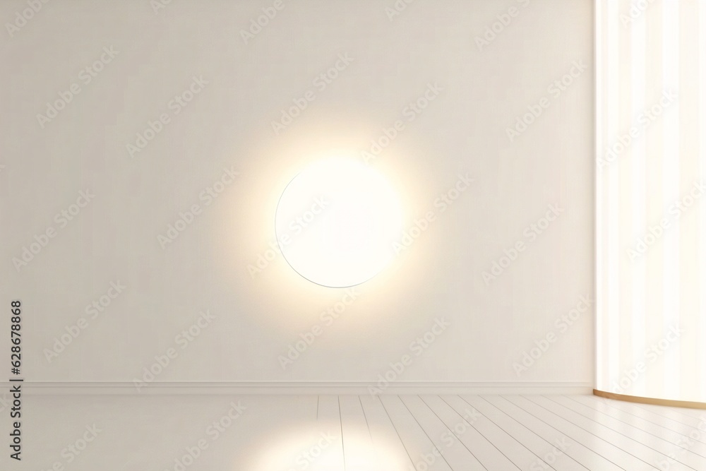 Poster Generative AI : Beautiful light minimalistic background for a presentation Glow of builtin warm lighting on a white wall