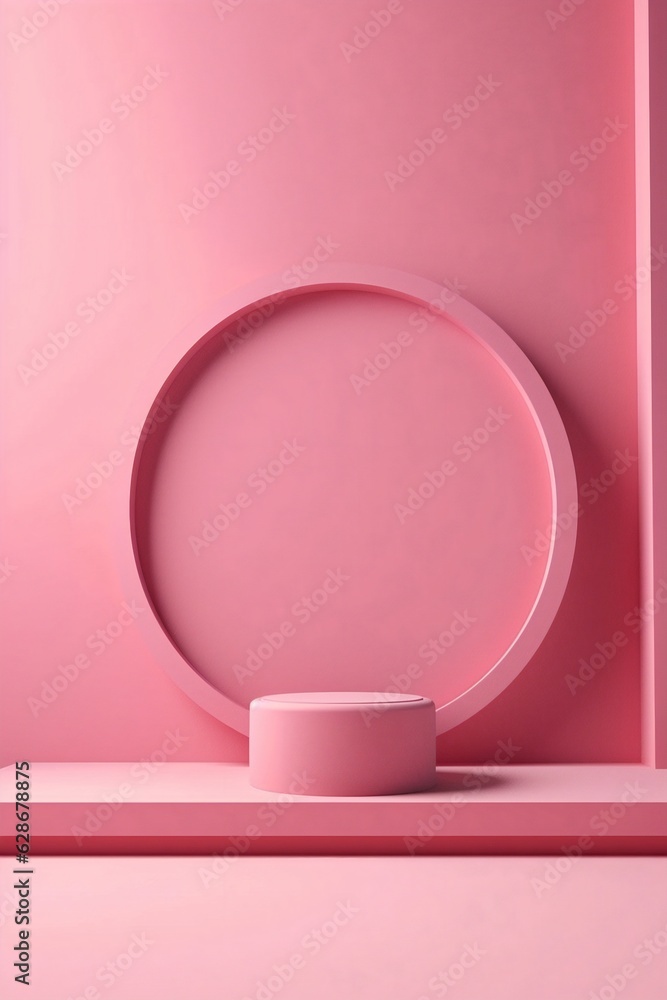 Poster Generative AI : Beautiful versatile backdrop for product design and presentation with a pink wall and smooth floor