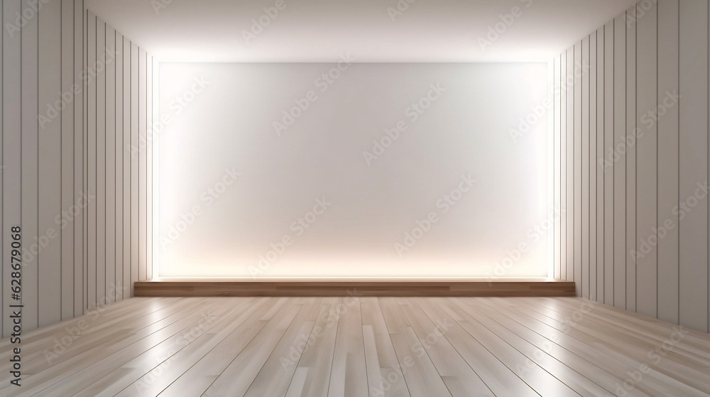 Poster Generative AI : Beautiful light minimalistic background for a presentation Glow of builtin warm lighting on a white wall