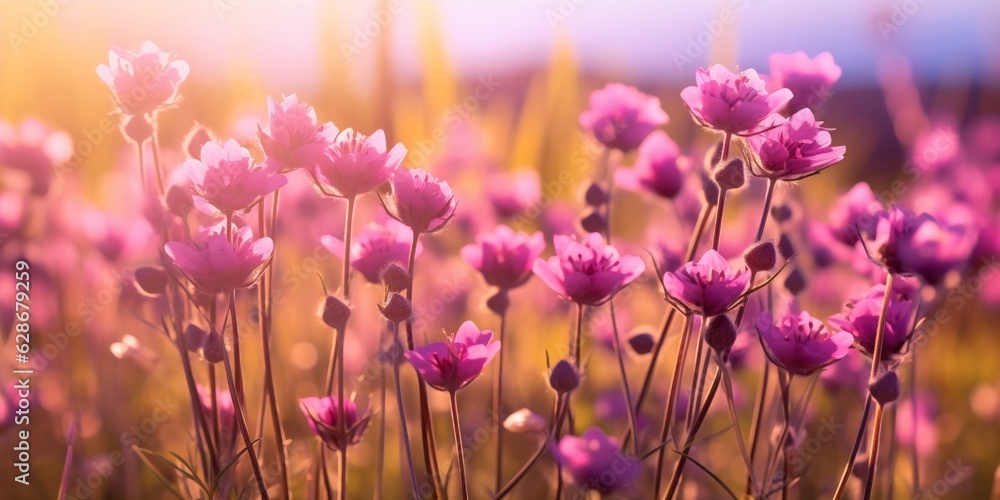 Poster generative ai : abstract floral spring summer natural template border with beautiful soft blurred li