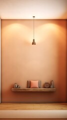 Generative AI : Beautiful light minimalistic background for a presentation Glow of builtin warm lighting on a white wall