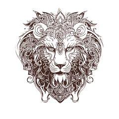 geometrical lion head vector in the style of low poly