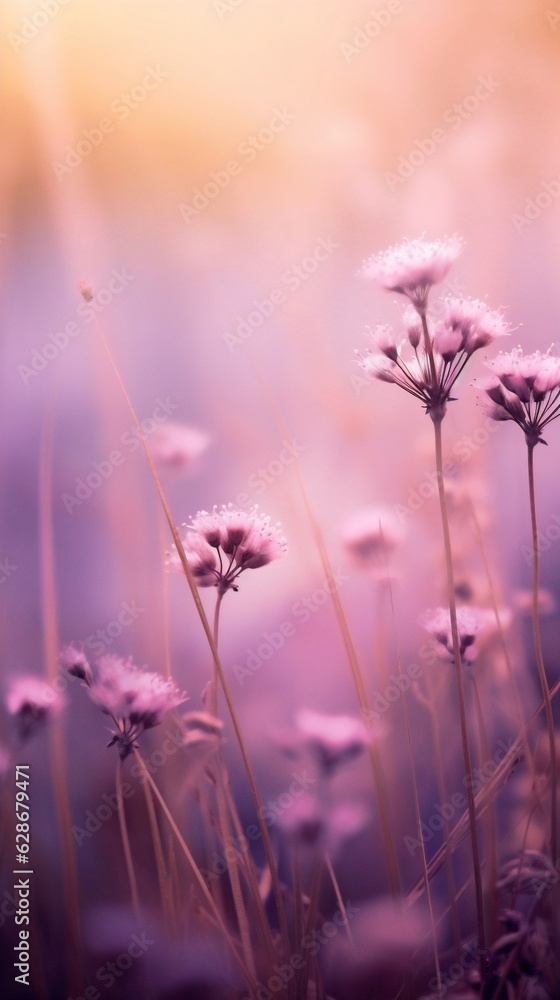 Poster generative ai : abstract floral spring summer natural template border with beautiful soft blurred li