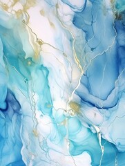 Generative AI : Artistic image of stucco or marble background surface in pastel light blue white and turquoise colors