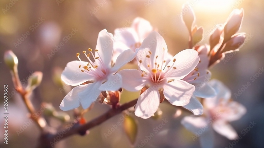 Poster generative ai : a gentle natural background in pastel colors with a soft focus of blue and beige sha