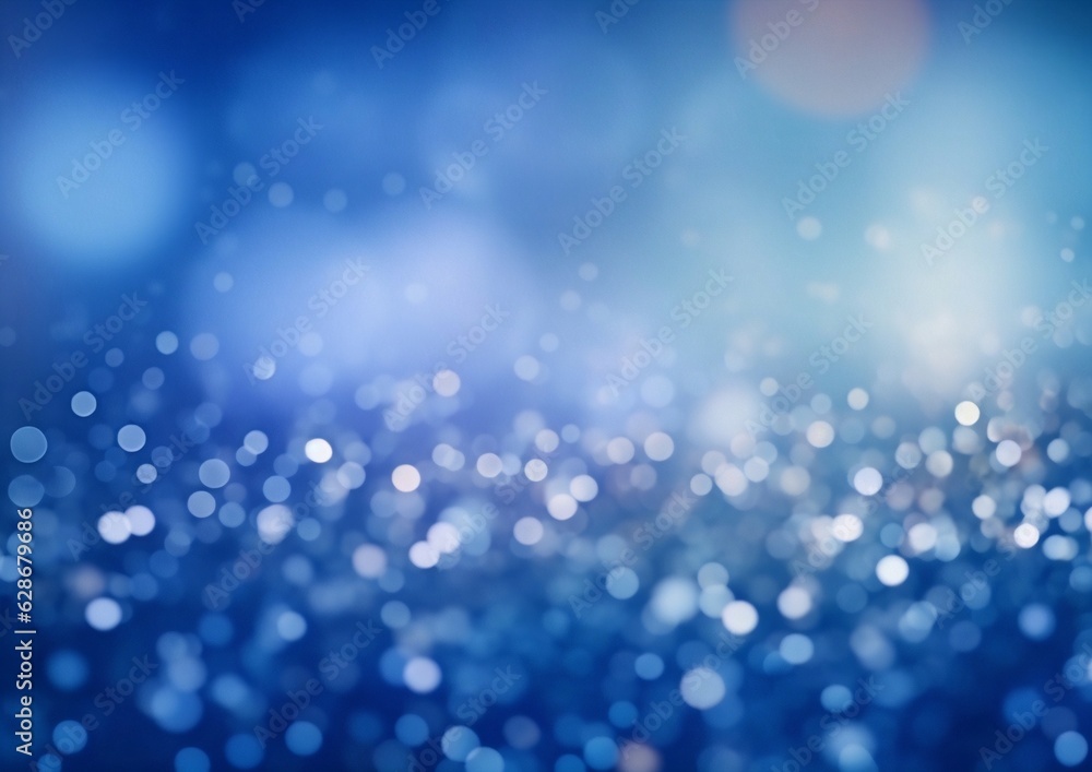 Poster Generative AI : A drop of water dew sparkles in the sun Abstract bokeh lighting background Festive abstract blue background with bokeh defocused lights