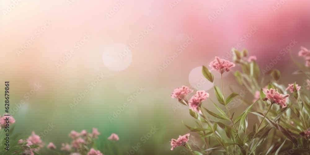 Poster generative ai : abstract floral spring summer natural template border with beautiful soft blurred li