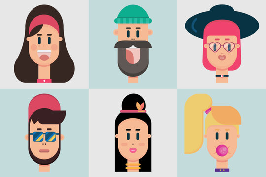 Collection of flat vector character on a white background.