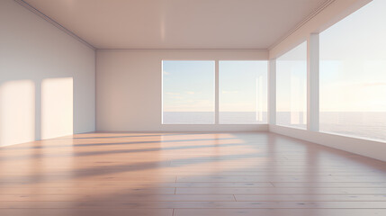 empty room with window, empty room, modern style, Generative AI