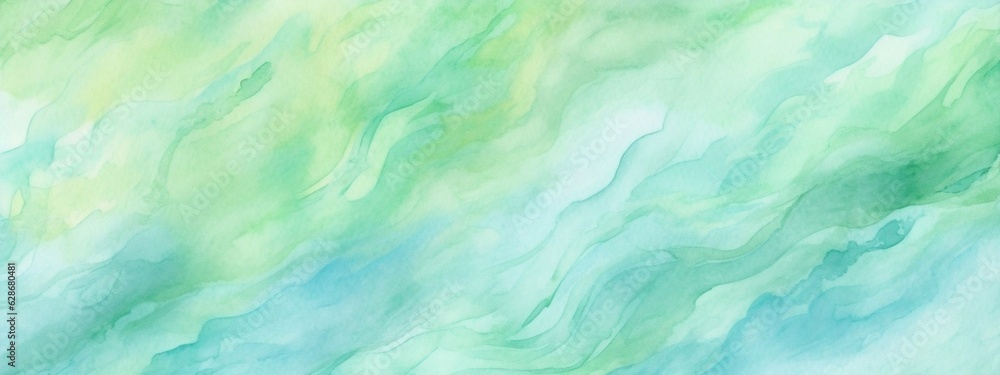 Poster generative ai : abstract watercolor brush strokes of blue and green in the form of a banner with squ