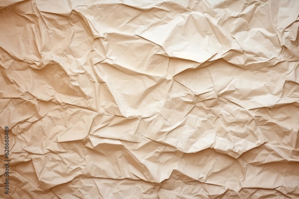 Leinwandbilder generative ai : background image of a crumpled paper texture in a light pastel shade