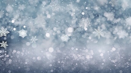 Obraz premium Generative AI : Beautiful Christmas silver background snow texture with snow flakes