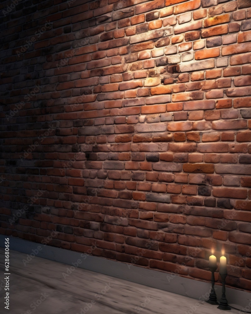 Poster generative ai : background texture image of illuminated antique light brick wall rounded corners of 