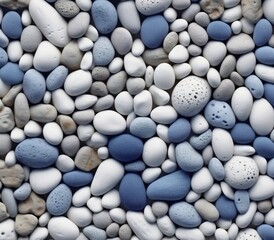 Generative AI : Beautiful textured background image of white sea pebbles with volume from falling sunlight for creative work or design