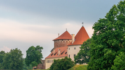 Fototapeta na wymiar old castle on the hill, Bauska, Latvia