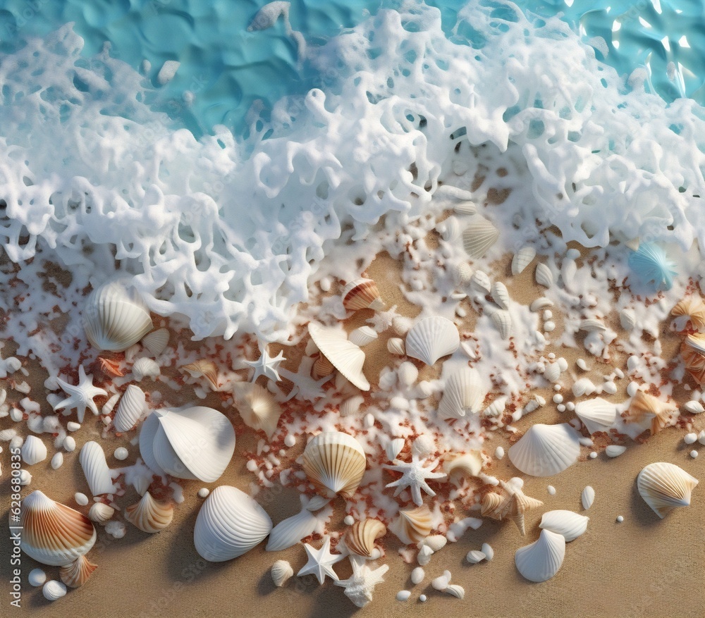 Poster generative ai : background image of the beauty of the sea element is a mass of sea waves rolling ash