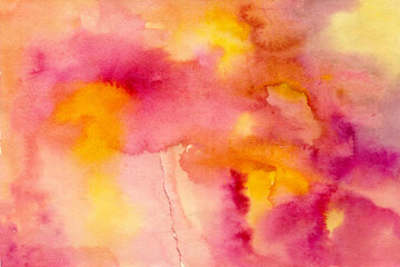 Pink-Yellow watercolor background texture