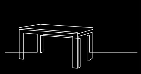 continuous line drawing vector illustration with FULLY EDITABLE STROKE of furniture view interior concept on black background