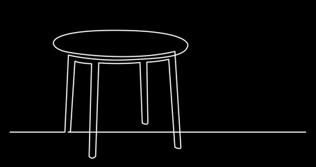 continuous line drawing vector illustration with FULLY EDITABLE STROKE of furniture view interior concept on black background