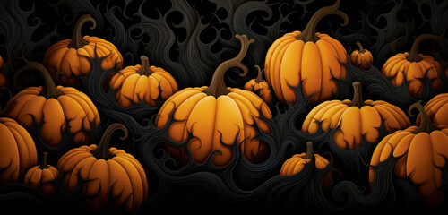halloween background with pumpkins, Generative AI
